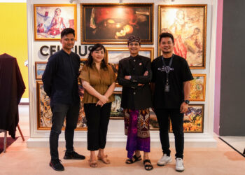 Bismar Mabrun Creative Director AMS Group , bersama perwakilan keluarga dari 3 Maestro Indonesia Affandi Koesoema, Basoeki Abdullah, dan Antonio Blanco