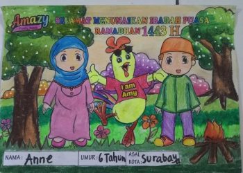 Foto : Menggambar dan Mewarnai salah satu anak Indonesia